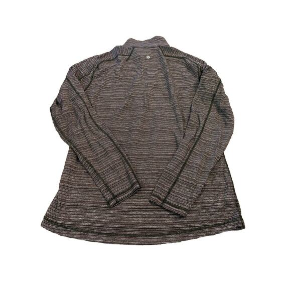 Lululemon Men's Shirt Activewear Quarter Zip Red Gray Black Stripe Size L - Picture 2 of 5